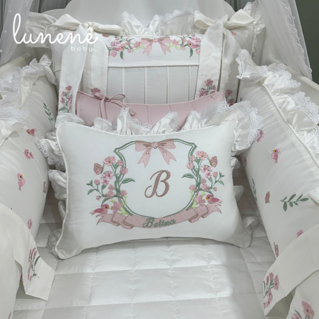 Enxoval de Berço Personalizado 08 Peças Premium 400 Fios 4564
