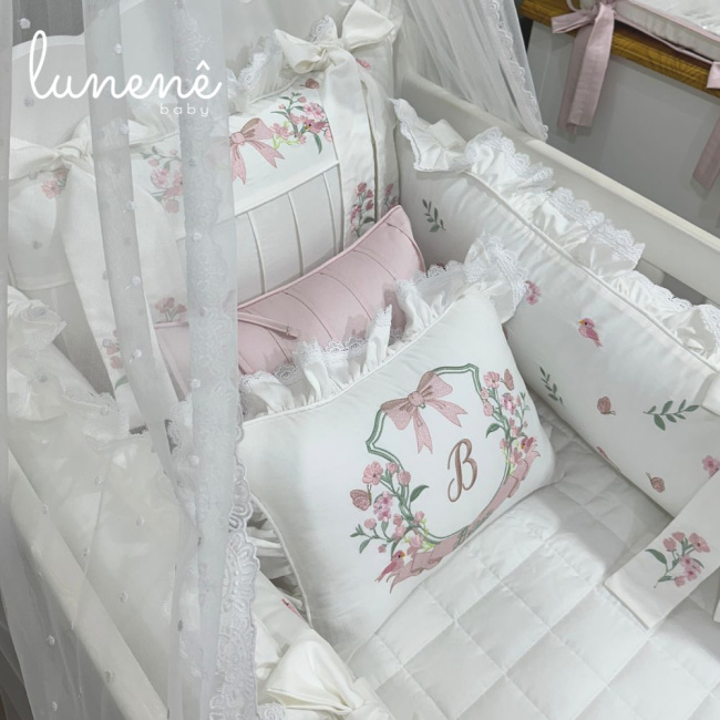 Enxoval de Berço Personalizado 08 Peças Premium 400 Fios 4564