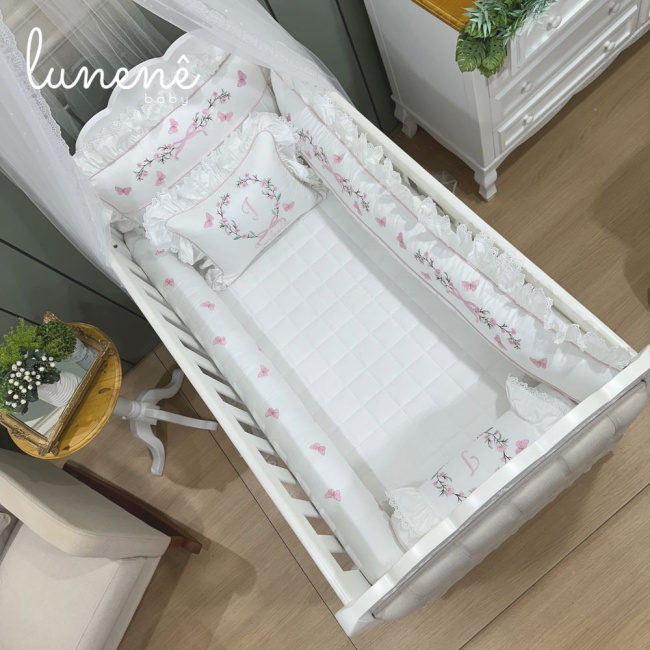 Enxoval de Berço 08 Peças Lunenê Baby Premium 400 Fios 4565