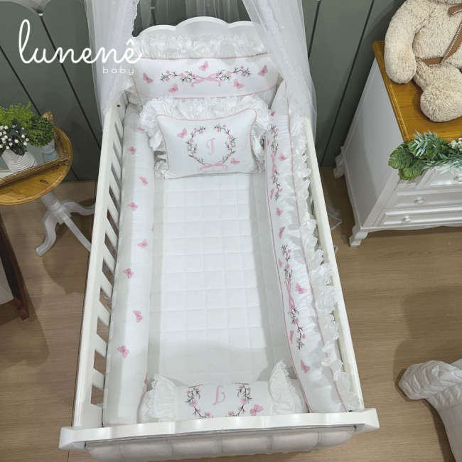 Enxoval de Berço 08 Peças Lunenê Baby Premium 400 Fios 4565