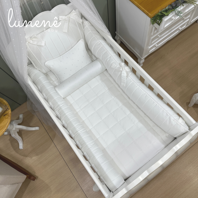 Enxoval de Berço 08 Peças Lunenê Baby White 400 Fios 9092