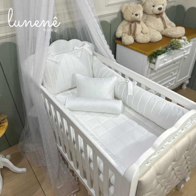 Enxoval de Berço 08 Peças Lunenê Baby White 400 Fios 9092