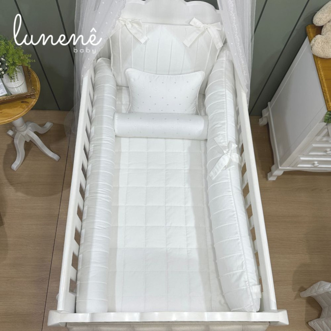 Enxoval de Berço 08 Peças Lunenê Baby White 400 Fios 9092