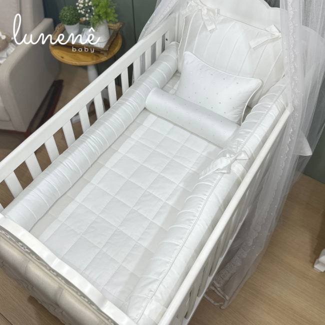 Enxoval de Berço 08 Peças Lunenê Baby White 400 Fios 9092