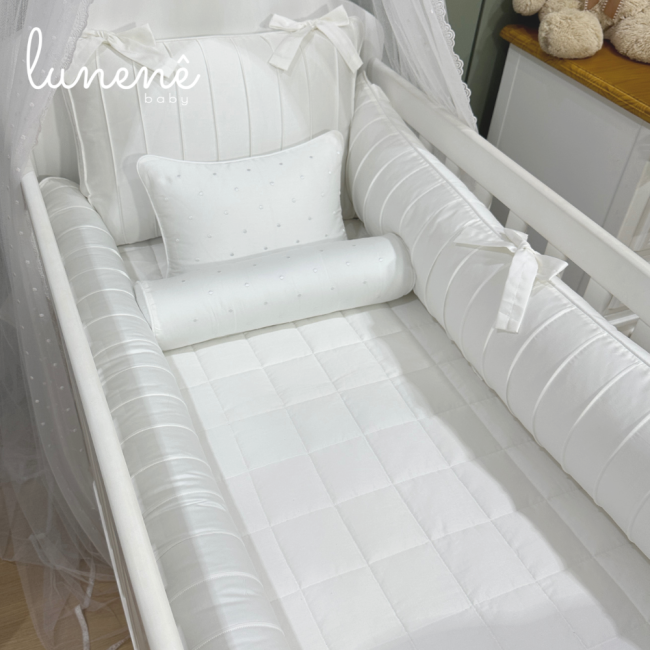 Enxoval de Berço 08 Peças Lunenê Baby White 400 Fios 9092