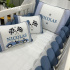 Kit Berço 100% Algodão 200 Fios Personalizado 08 Peças Azul Royal 4636