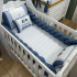 Kit Berço 100% Algodão 200 Fios Personalizado 08 Peças Azul Royal 4636
