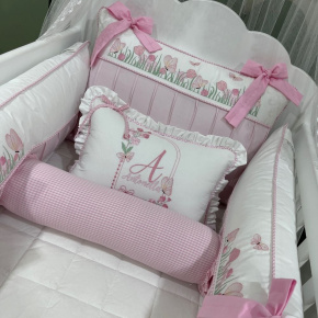 Enxoval de Berço Personalizado 08 Peças Borboletas 200 Fios 4511