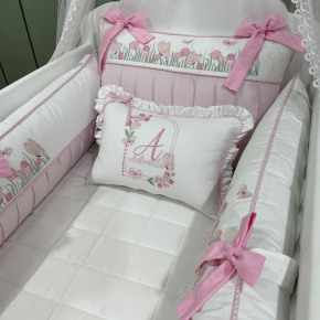 Enxoval de Berço Personalizado 08 Peças Borboletas 200 Fios 4511