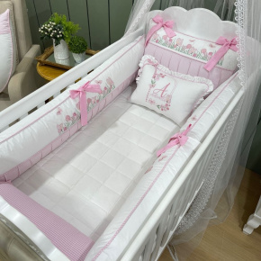 Enxoval de Berço Personalizado 08 Peças Borboletas 200 Fios 4511