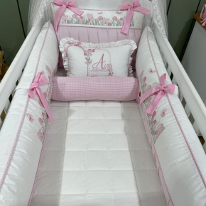 Enxoval de Berço Personalizado 08 Peças Borboletas 200 Fios 4511