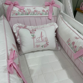 Enxoval de Berço Personalizado 08 Peças Borboletas 200 Fios 4511