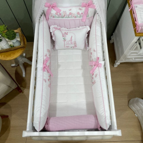 Enxoval de Berço Personalizado 08 Peças Borboletas 200 Fios 4511