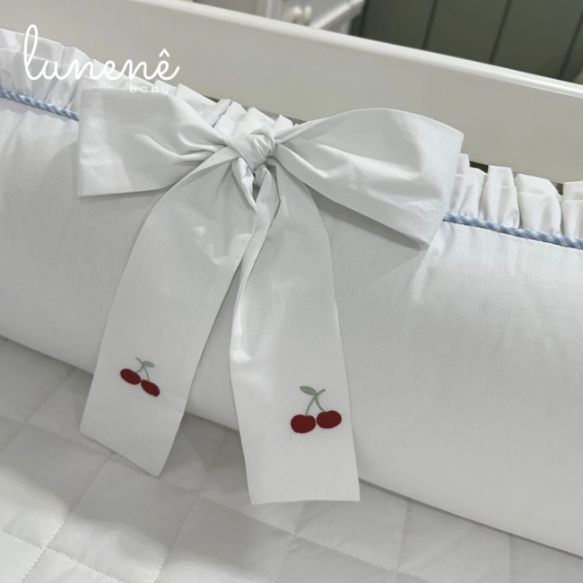 Enxoval de Berço 08 Peças Personalizado Azul Xadrez 200 Fios 4599