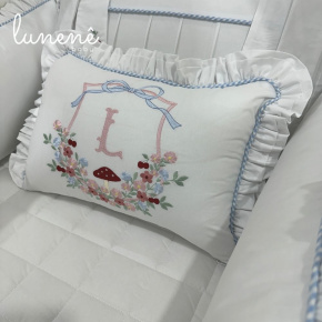 Enxoval de Berço 08 Peças Personalizado Azul Xadrez 200 Fios 4599