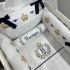Kit Berço 100% Algodão 160 Fios Personalizado 08 Peças Personalizado Coroinha Marinho 4633