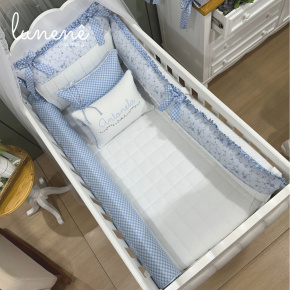 Enxoval de Berço 08 Peças Personalizado Doce Jardim Azul 200 Fios 4600