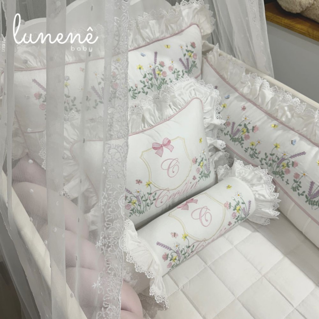 Enxoval de Berço 08 Peças Premium 400 Fios 4558