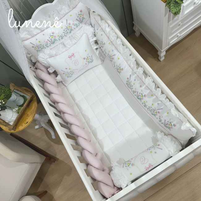 Enxoval de Berço 08 Peças Premium 400 Fios 4558