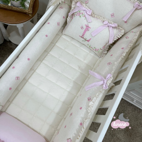 Quarto Completo Primavera Enxoval Bebê Menina Branco - Bege - Rosa 100%  Algodão