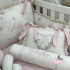 Enxoval de Berço Personalizado 08 Peças Primavera Linho e Rosa 200 Fios Coração Florido
