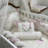 Enxoval de Berço Personalizado 08 Peças Primavera Linho e Rosa 200 Fios Coração Florido