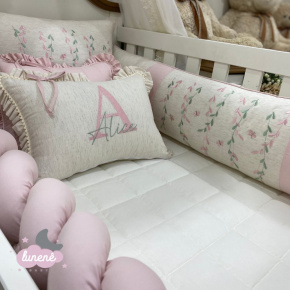 Enxoval de Berço Personalizado 08 Peças Ramo de Flores Personale 200 Fios 9028