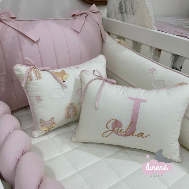 Enxoval de Berço Personalizado 08 Peças Raposinha Baby Rose 4313