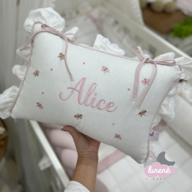 Enxoval de Berço Personalizado 10 Peças Linho Capri Alice Baby Com Trança