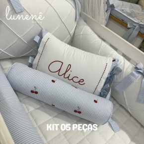 Enxoval de Berço Personalizado 05 Peças Cerejinha 200 Fios 4566