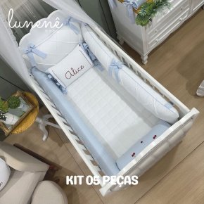 Enxoval de Berço Personalizado 05 Peças Cerejinha 200 Fios 4566