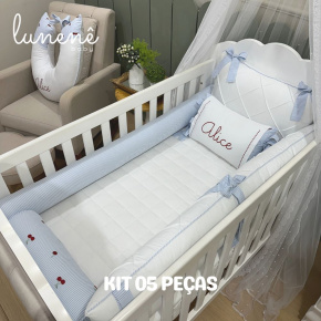 Enxoval de Berço Personalizado 05 Peças Cerejinha 200 Fios 4566