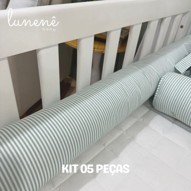 Enxoval de Berço Personalizado 05 Peças Cerejinha Verde 200 Fios 4574