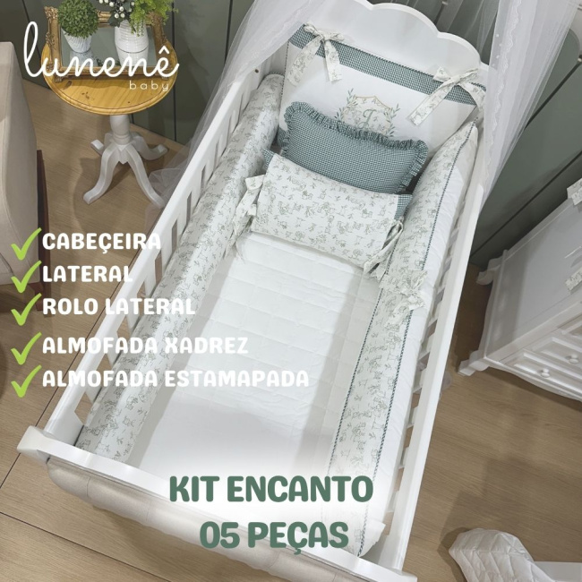 Enxoval de Berço Personalizado 05 Peças Encanto 200 Fios 4537