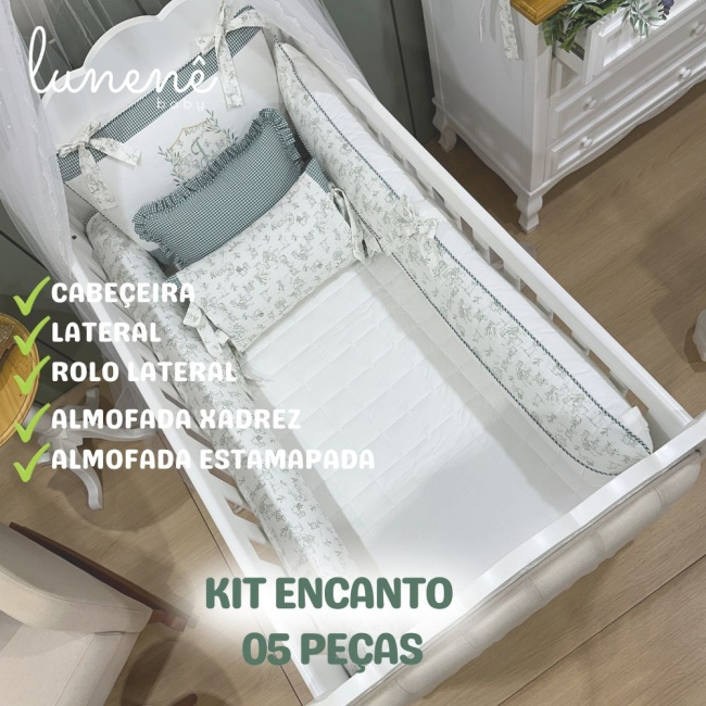 Enxoval de Berço Personalizado 05 Peças Encanto 200 Fios 4537