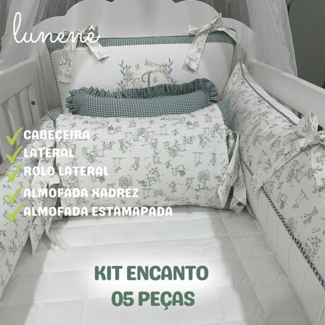 Enxoval de Berço Personalizado 05 Peças Encanto 200 Fios 4537