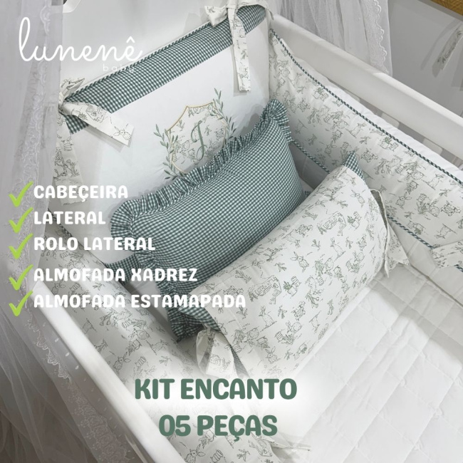Enxoval de Berço Personalizado 05 Peças Encanto 200 Fios 4537