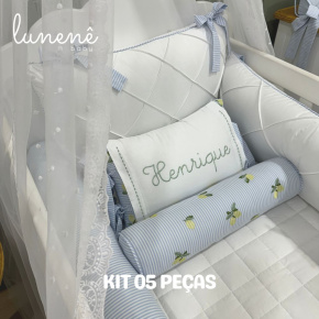 Enxoval de Berço Personalizado 05 Peças Limãozinho 200 Fios 4567