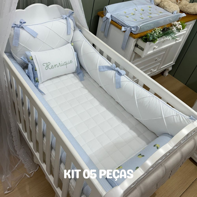 Enxoval de Berço Personalizado 05 Peças Limãozinho 200 Fios 4567