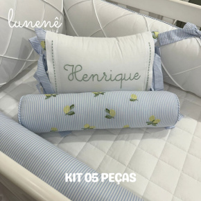 Enxoval de Berço Personalizado 05 Peças Limãozinho 200 Fios 4567