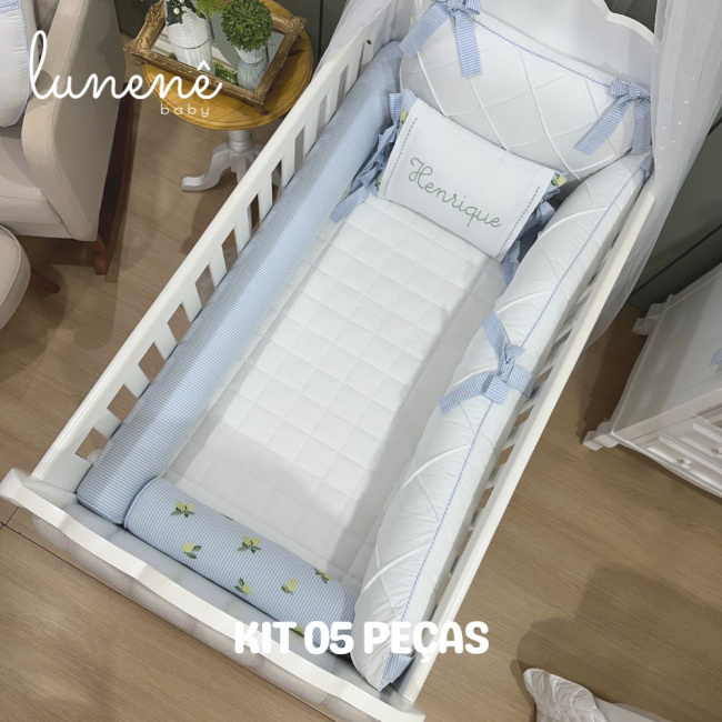 Enxoval de Berço Personalizado 05 Peças Limãozinho 200 Fios 4567
