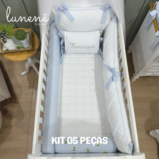 Enxoval de Berço Personalizado 05 Peças Limãozinho 200 Fios 4567