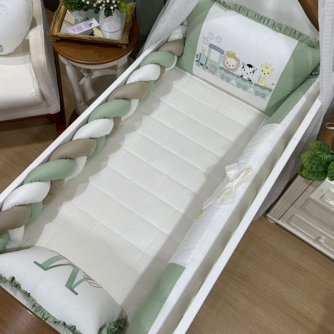 Enxoval de Berço Personalizado 07 Peças Trenzinho Baby 200 Fios 4501