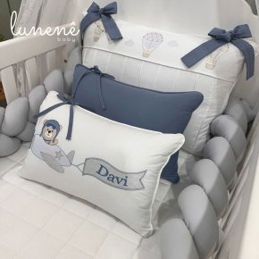 Enxoval de Berço Personalizado 07 Peças Urso Aviador com Trança única 4578