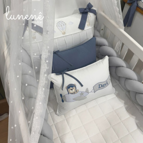 Enxoval de Berço Personalizado 07 Peças Urso Aviador com Trança única 4578