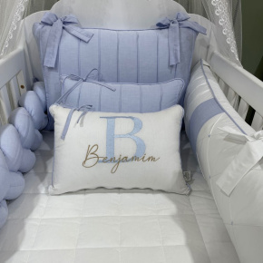 Enxoval de Berço Personalizado 08 Peças Azul Chambre Personale 200 Fios 9060