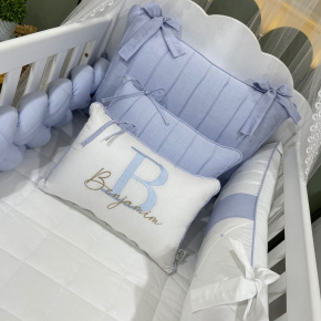 Enxoval de Berço Personalizado 08 Peças Azul Chambre Personale 200 Fios 9060