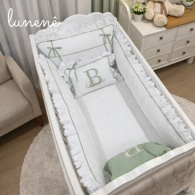 Enxoval de Berço Personalizado 08 Peças Benício Baby 200 Fios 4549