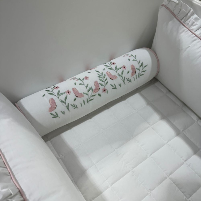 Enxoval de Berço Personalizado 08 Peças Betina Rosê 200 Fios 4522