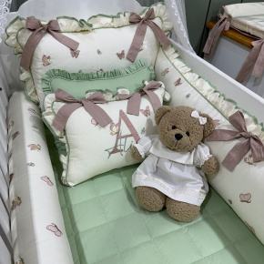 Enxoval de Berço Personalizado 08 Peças Borboletas Personale Baby 140 Fios